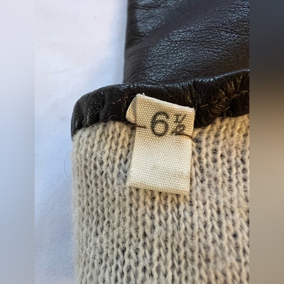 Vintage Cocoa Brown Italian leather Long forearm Orlon Lined ladies gloves 6 1/2 - Picture 5 of 13